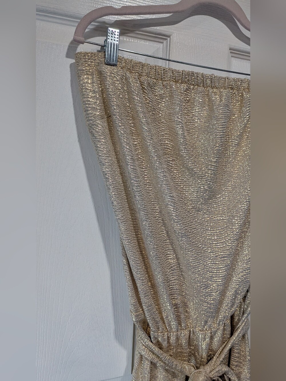 Lilly Pulitzer Strapless Gold Tie-Waist Jumpsuit - Picture 4 of 6